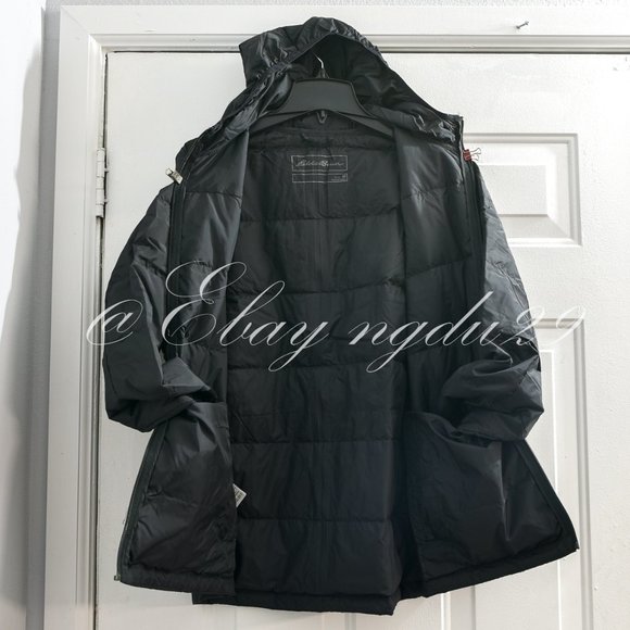 Eddie‎ Bauer Men's Down Hooded Jacket BLACK - Picture 7 of 13
